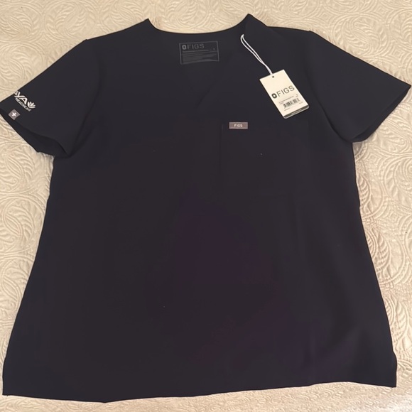 Figs Tops - Figs Navy Blue Scrub Top, Small